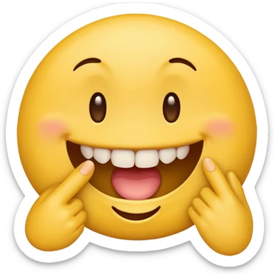 Yellow emoji finger bite with teeth in flirty manner sticker