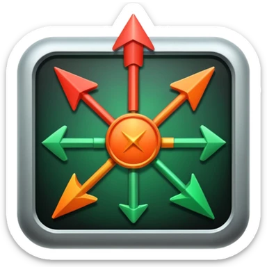 A control system with an arrow that can move between green, orange and red. sticker