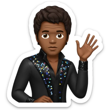 James Brown with dark brown hair, black sequin outfit  sticker