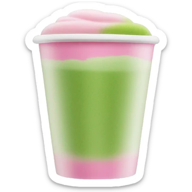 normal Large cup, pink drink, green matcha foam on top  sticker
