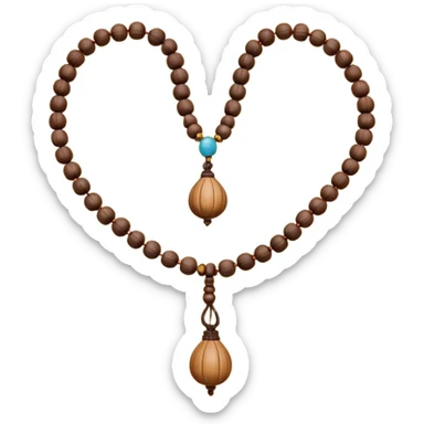 monk necklace object icon, wooden prayer beads with simple pendant, spiritual minimal design, natural wood texture, subtle sacred aura, 3D cartoon style, mobile game icon style, centered, clean background, no text, no watermark
 sticker