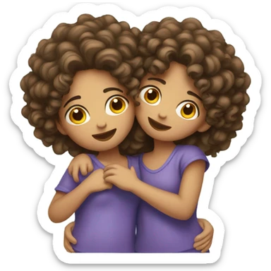  Two curly hair girls cuddling  sticker
