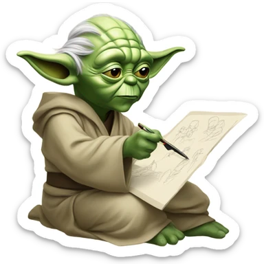 Master Yoda draws Mater Yoda's picture sticker