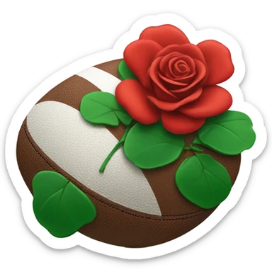 Shamrock and red rose with rugby ball sticker