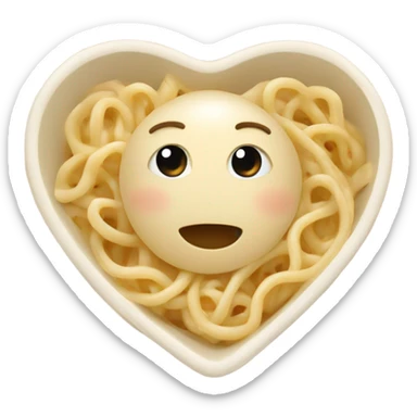 noodles in beige heart bowl sticker