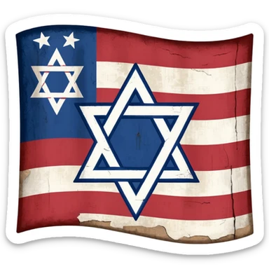 United States flag with a swastika symbol and star of david symbol on the flag sticker