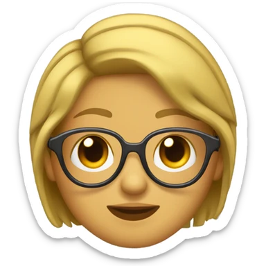 chica colocha con freno y lentes pelo corto sticker