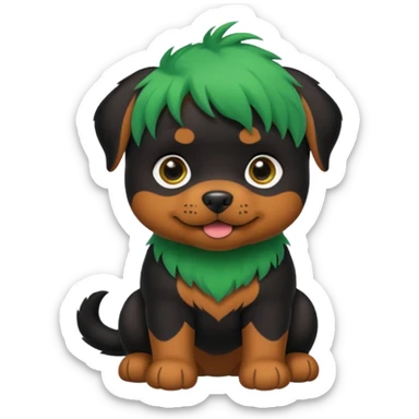 green haired baby rottweiler sticker