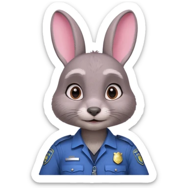 Judy Hopps (gray rabbit with police suit, without a cap) from the Zootopia Disney movie sticker
