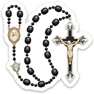 Gothic white rosary with white beads sticker