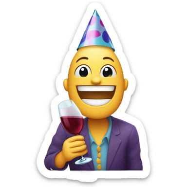 Birthday face with wine sticker