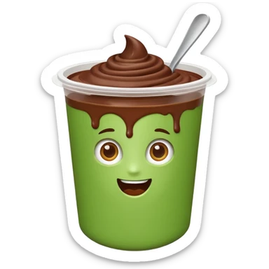 A chocolate yogurt with green packaging sticker