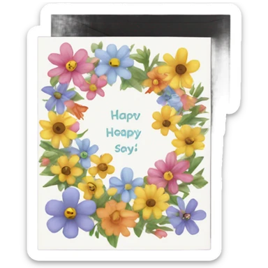 Beautiful Greeting card with flowers on the cover sticker
