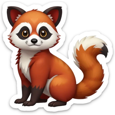 Cute cool white red dark-brown black red-panda-weasel-tanuki-ermine-gryphon-animal hybrid Fakemon full body sticker