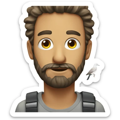 Man with scruffy beard watching birds sticker