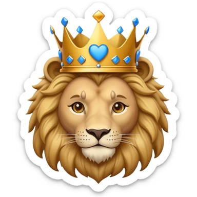 brave lion wearing a golden crown with blue hearts in New York City sticker