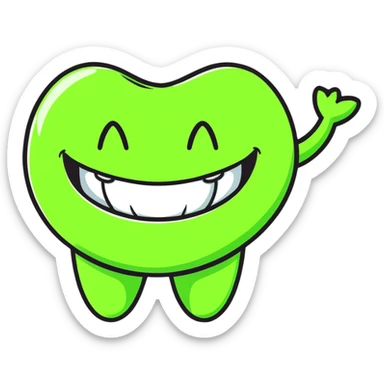 smiling teeth with green braces sticker