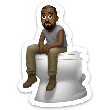 kanye west sitting on a toilet sticker