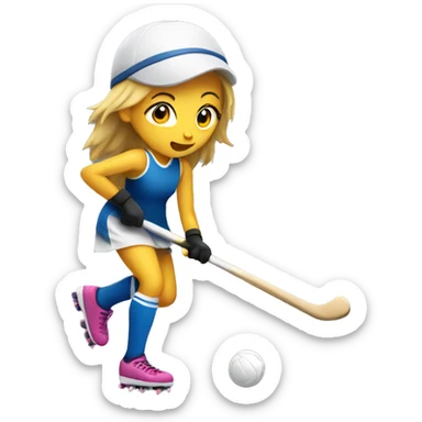 girl playing field hockey sticker