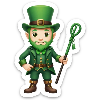 Leprechaun holding flogger sticker