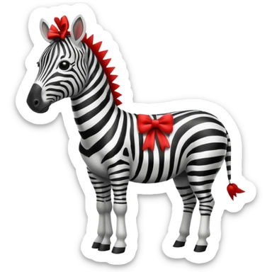 Zebra with a red bow tie sticker