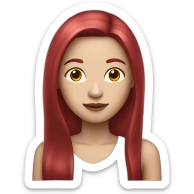 woman with long straight ruby hair and white skin sticker