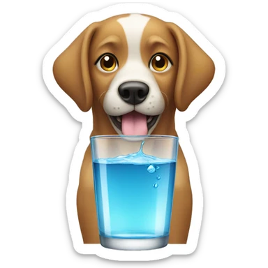 dog with water glass sticker