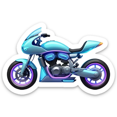 Neon-lit motorcycle with transparent wheels sticker