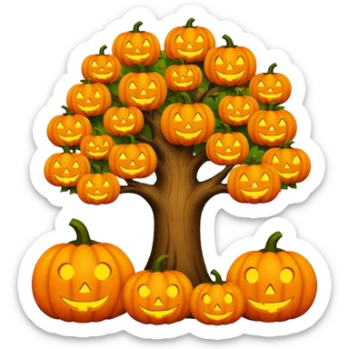 Tree cute Halloween pumpkins with a vibes of autumn sticker