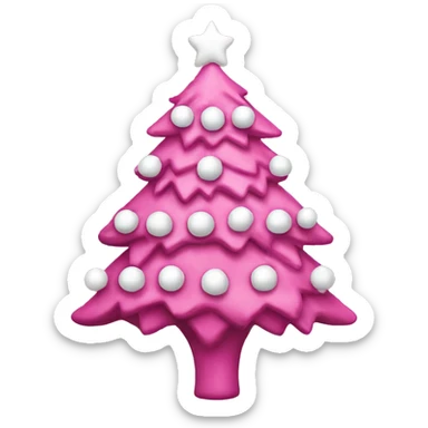pink christmas tree with white ornaments  sticker