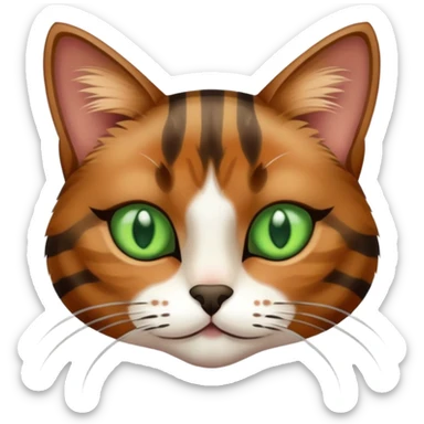 brown stripe cat with green eyes sticker