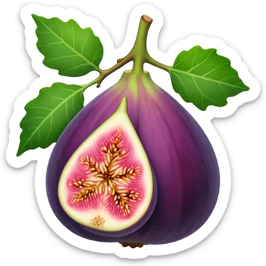 Please create a emoji of a cross-section of a fig with a small leaf sticker