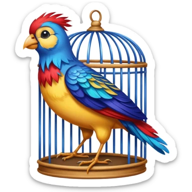 colored bird in cage sticker