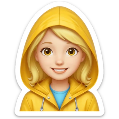 Girl in a yellow rain coat sticker