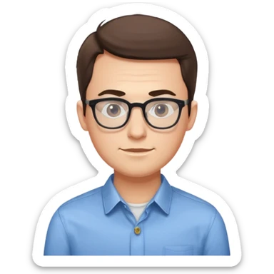 a bespectacled man who works for a tech company sticker