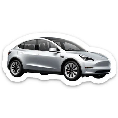 A Tesla Model Y parallel parking in front of a store, from above sticker