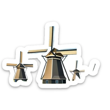 cinematic-realistic-kinderdijk-windmills-landmark-emoji,-showcasing-traditional-dutch-windmills-aligned-along-a-tranquil-canal,-with-lush-green-fields sticker