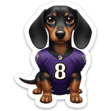 Weiner dog in a ravens jersey sticker