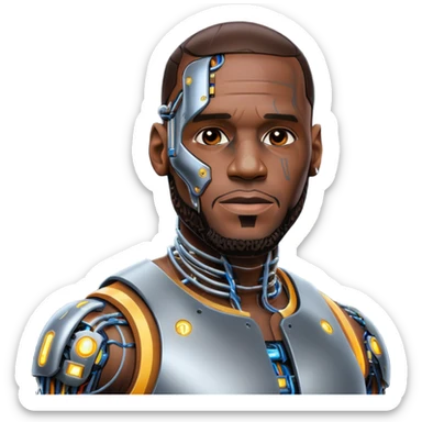 Lebron James as a half robot/cyborg AI  sticker
