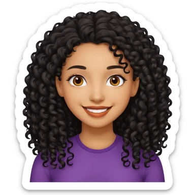 Mixed girl with long dark black curly hair  sticker