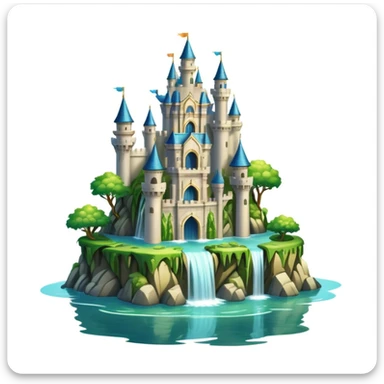 Fantasy castle on a floating island with waterfalls sticker