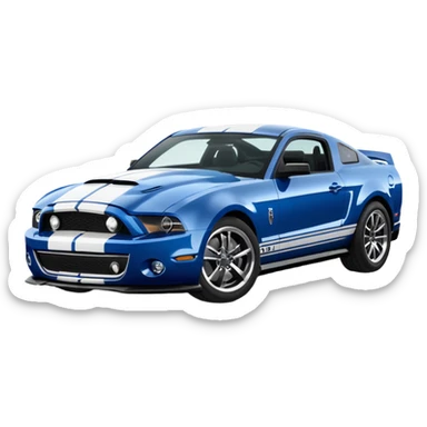 Blue mustang Shelby with white stripes sticker