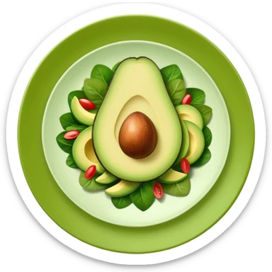 A stylized salad plate in greens or avocado with the hashtag #VogueBody. sticker