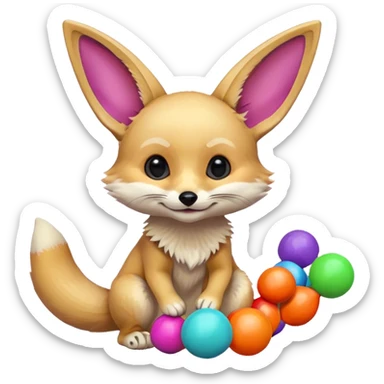 fennec playing with toys  sticker