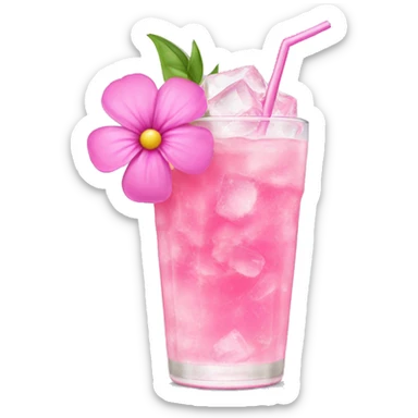 Flower pink drink with ice sticker