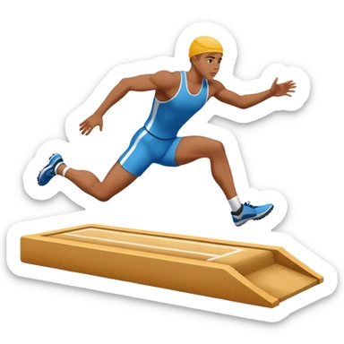 long jump pit, with a runner in mid-jump sticker