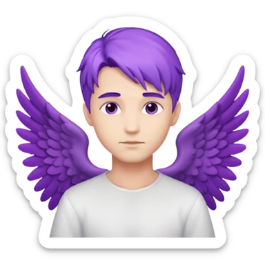  male angel with purple hair with wings sticker