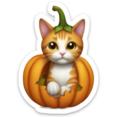 cat in pumpkin  sticker