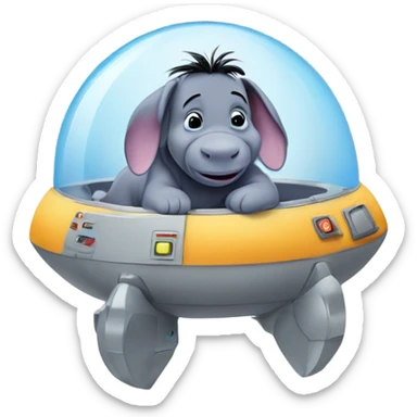Baby eeyore on a spaceship sticker