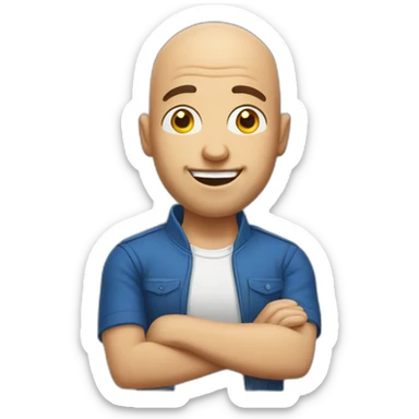 bald man with thumsup and eyes wink sticker